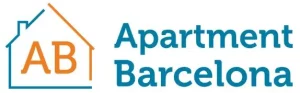 Apartment Barcelona logo with the letters AB styled as a house design.