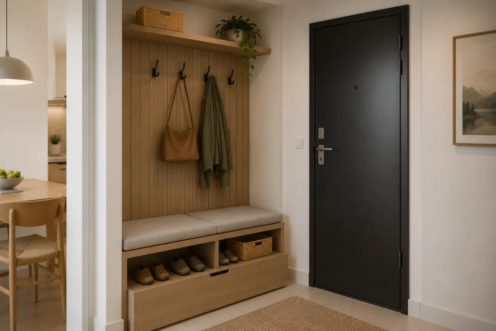 Combinar almacenaje cerrado con algunos elementos decorativos visibles contribuye a mantener una vivienda organizada, equilibrada y visualmente despejada.
