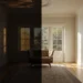 antes y después de iluminar un piso turístico oscuro