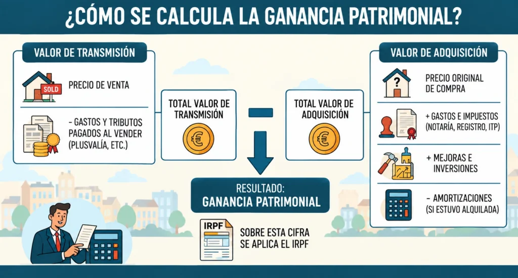 cómo se calcula la ganancia patrimonial